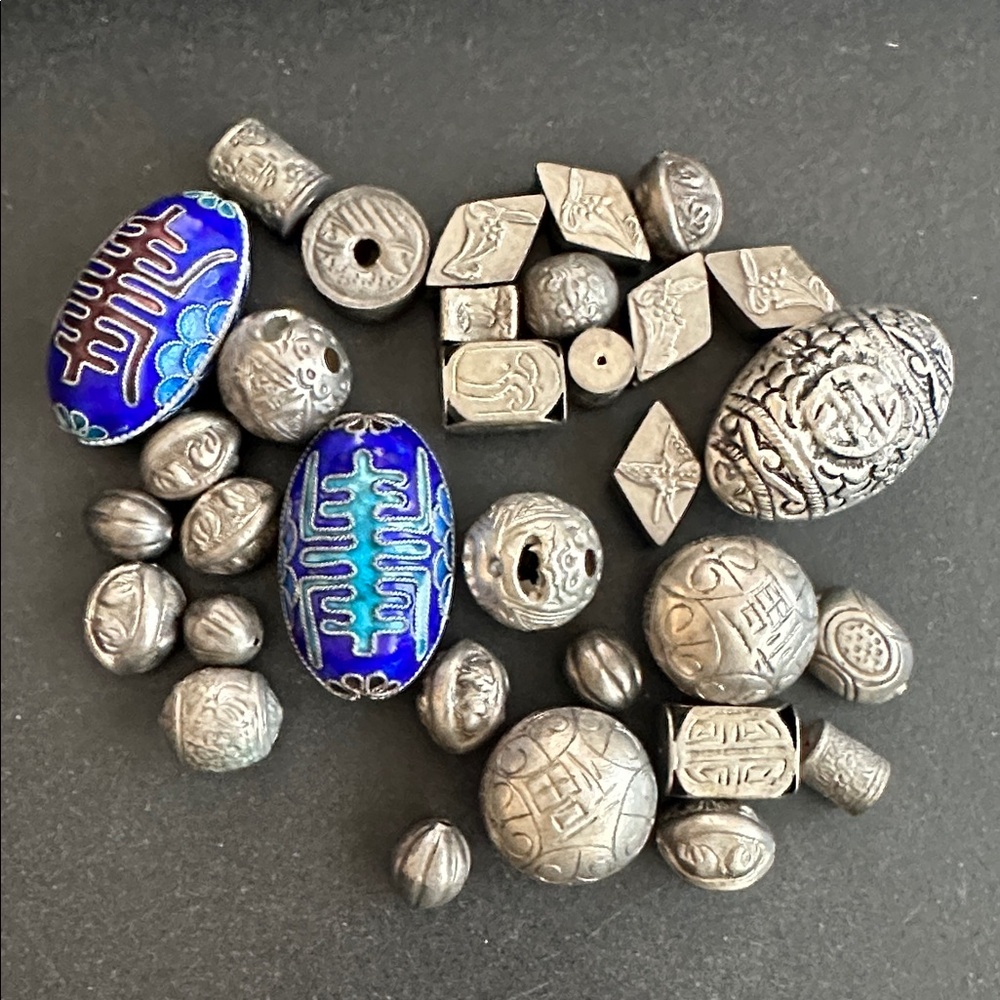 Rare Vintage Enamel & Mixed Metal beads